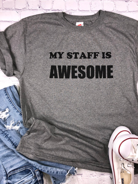Hanes My Staff is Awesome Short Sleeve T-Shirt-Oxford Gray